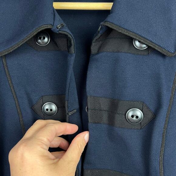 EUC Cabi M In The Band Knit Navy Blue/Black Military Style Pockets Blazer Jacket - Picture 7 of 12